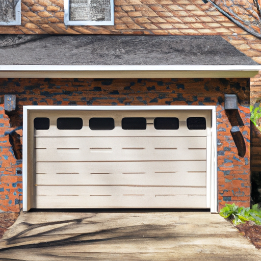 Residential garage door centered on a Princeton house exterior, showing panels, tracks, and weatherstripping.